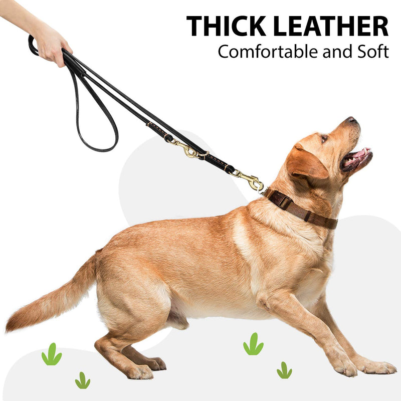 Pauli Edelstahldesign KENDUN Leather Dog Lead for Large Dog [Hands Free] [Comfort Grip Handle] [Shock-Absorbing] Strong Braided Dog Training Leash (7.5FT, Black) 7.5FT - PawsPlanet Australia