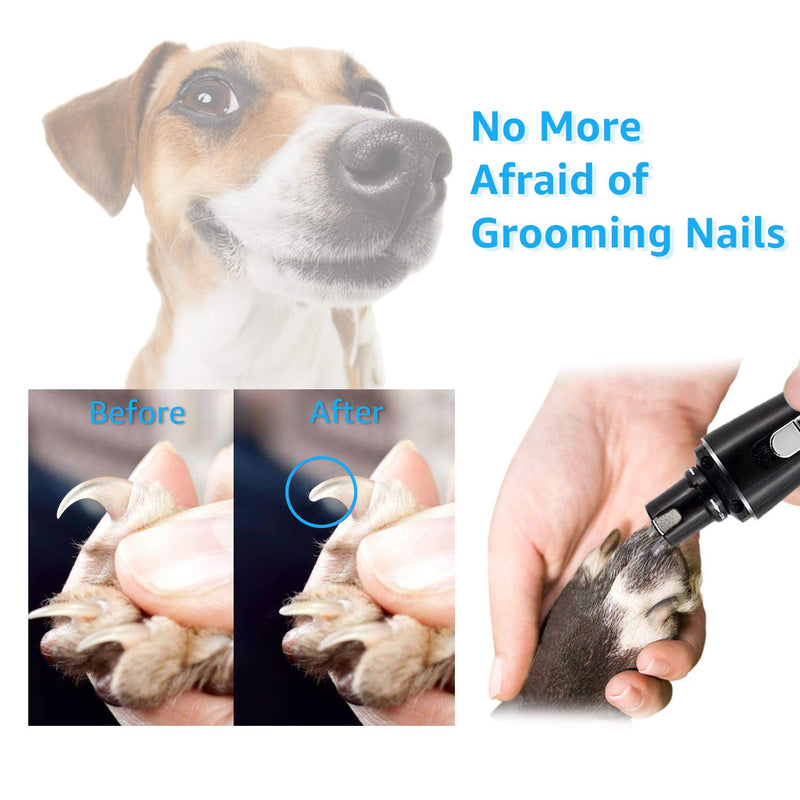 [Australia] - Dog Nail Grinder, Dog Nail Trimmer Clipper, Pet Nail Grinder Painless Cat Paws File Grooming & Smoothing for Small Medium Large Dogs, Professional 2 Speed Electric Recharging Animals Nail Grinder Black 