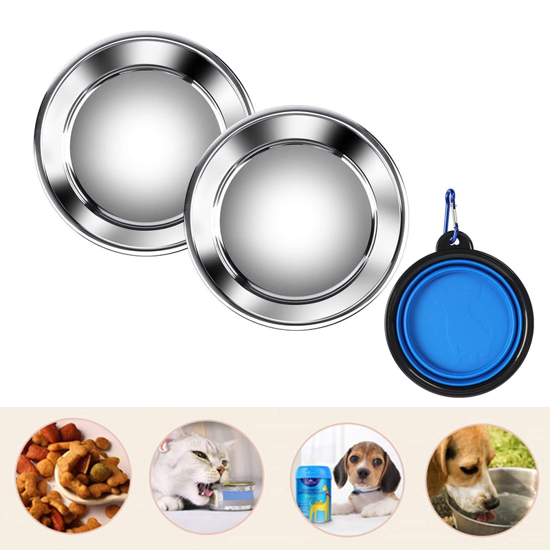 MyfatBOSS Dog Bowls Set, Stainless Steel Dog Bowl and Foldable Silicone Pet Bowl for Dogs Cats Puppy Kitten Raised - PawsPlanet Australia