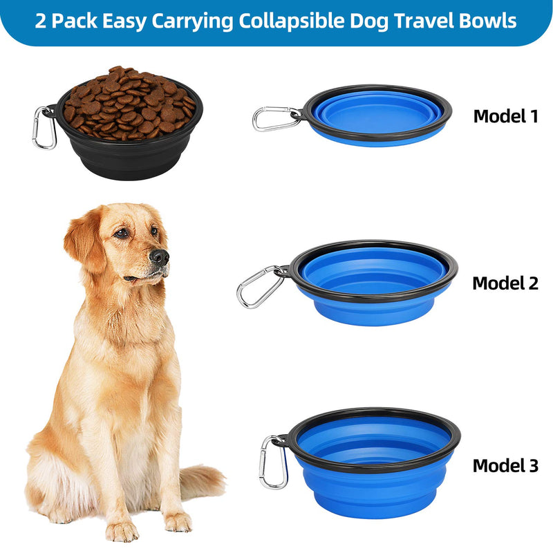 [Australia] - Kytely 2 Pack Extra Large Collapsible Dog Bowls, 34oz Foldable Dog Travel Bowls, Portable Dog Water Food Bowl with Carabiner, Pet Feeding Cup Dish for Traveling, Walking, Parking 