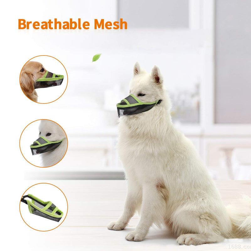 TANDD Dog Muzzle for Small Medium Large Dogs, Air Mesh Breathable and Drinkable Pet Muzzle for Anti-Biting Anti-Barking Licking XS Green - PawsPlanet Australia