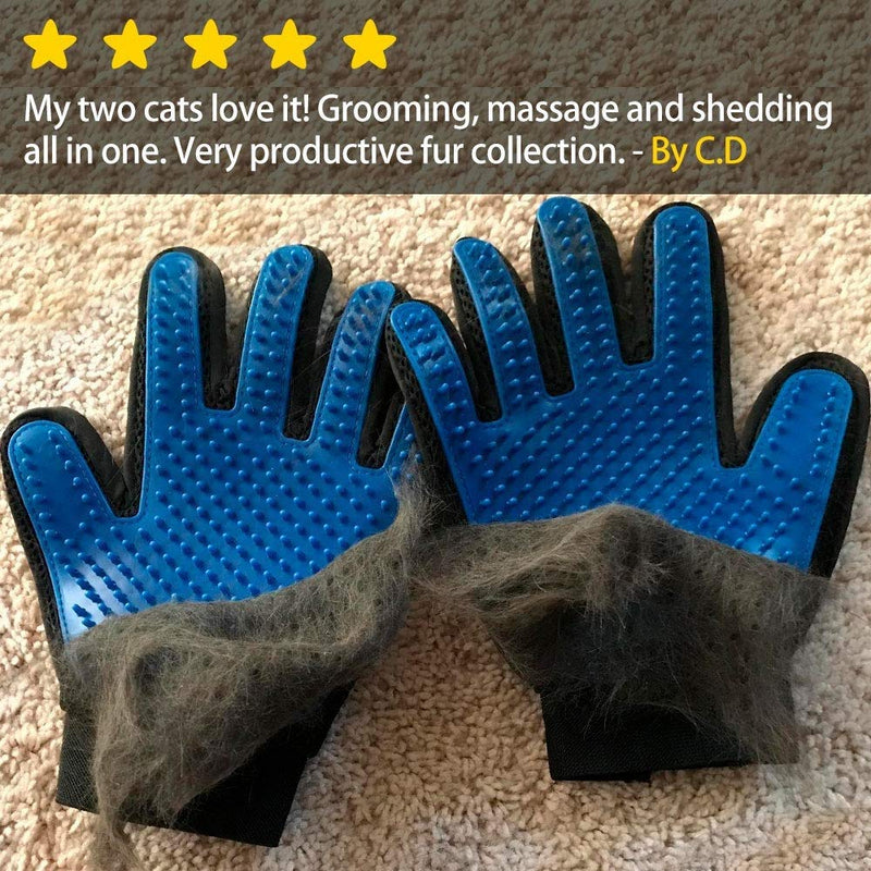 [Australia] - Pet Grooming Glove Gentle Deshedding Brush Glove-Pet Hair Remover Mitt Massage Tool/cat Brush for Shedding Design/Perfect for Dogs & Cats with Long & Short cat Brush for Shedding Pets Ninja Blue ( 1 Pair blue)-upgrade Version 