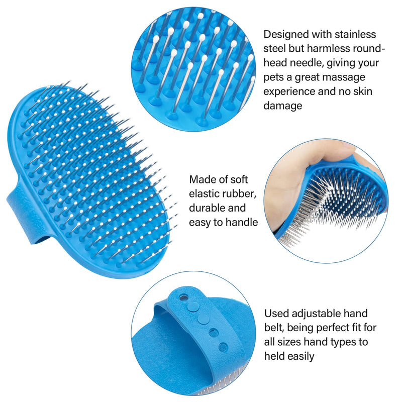 6 Pieces Rabbit Grooming Kit, Bunny Brush for Shedding - Pet Hair Grooming Bath Brush with Adjustable Handle, Pet Combs, Nail Clippers and Trimmer - Suit for Rabbit, Hamster, Bunny, Guinea Pig Blue - PawsPlanet Australia