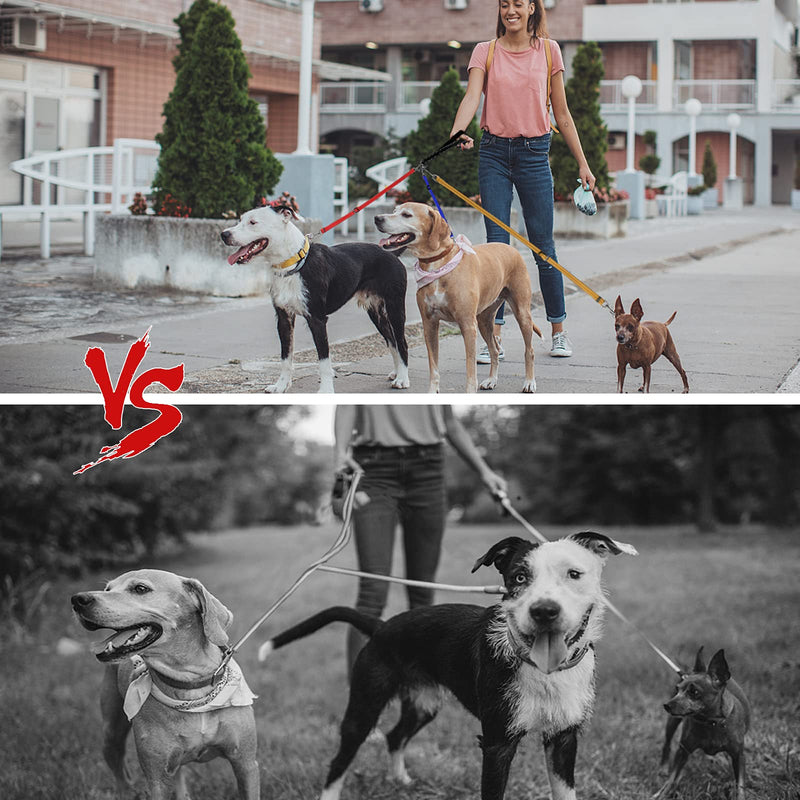 3-in-1 Dog Leashes, 3-Piece Dog Leash, 3-Way Dog Leash Splitter for Pets, Reflective, Removable, Padded, Adjustable, for 1,2 or 3 Dogs Colorful - PawsPlanet Australia