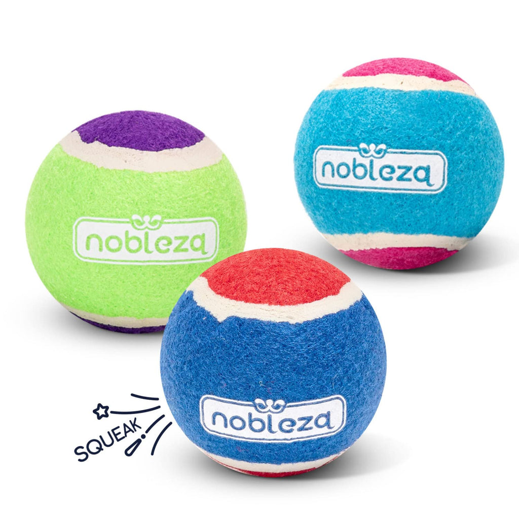 Nobleza Indestructible Dog Ball, Dog Toy, Pack of 3 Squeaky Dog Balls Made of Natural Rubber, Dog Toy for Small and Medium Dogs, Highly Elastic Dog Ball 6.4 cm/3 Pack - PawsPlanet Australia