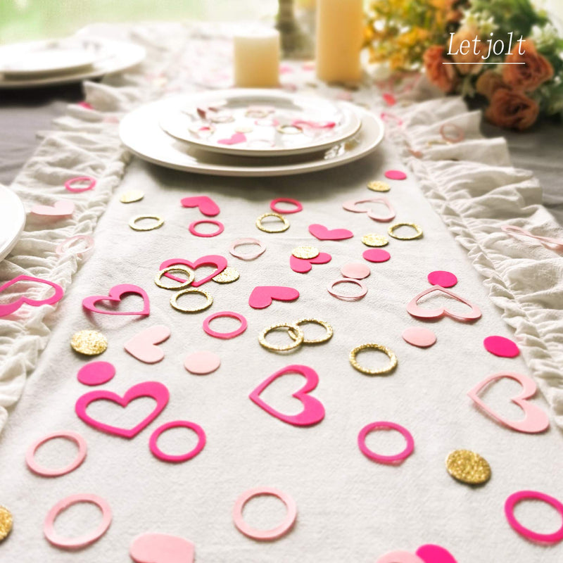 Rose Pink Heart Confetti Decoration Rings Scatter Golden Pink Craft Gifts Valentine Romantic Proposal Dating Wedding for Girl's Birthday Baby Shower Princess Barbie Love Signs Decorations 300pcs - PawsPlanet Australia