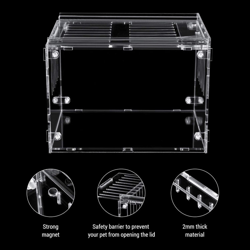 Kensiko Breeding Box Tank with Accessories, 8x6x4 Inch Display Tarantula Sling, Corn Snake and Other Acrylic Transparent Reptile Feeding Box 8x6x6 inch - PawsPlanet Australia