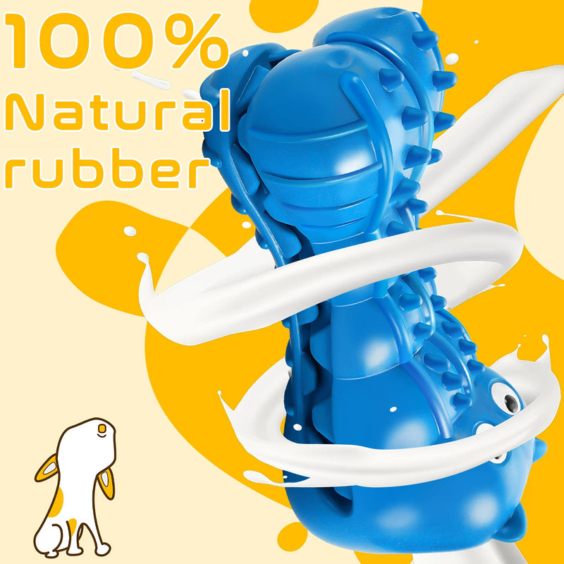 Rmolitty Squeaky Dog Toys for Aggressive Chewers, Tough Dog Chew Toys for Aggressive Chewers Indestructible Durable Dog Chew Toys for Large Medium Breed Dog with Non-Toxic Natural Rubber Hippo-blue - PawsPlanet Australia