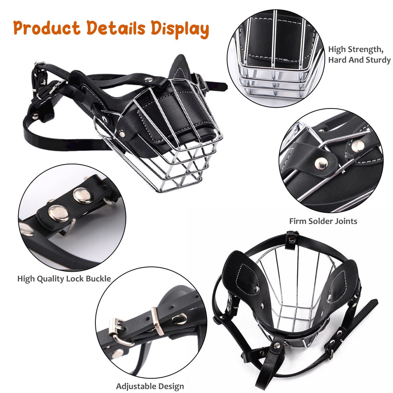 PETCUTE Dog Muzzle Metal Muzzle Dog Muzzle Anti Biting Barking Eating Bite Basket Safety Durable Dog Muzzle X-Large Black - PawsPlanet Australia