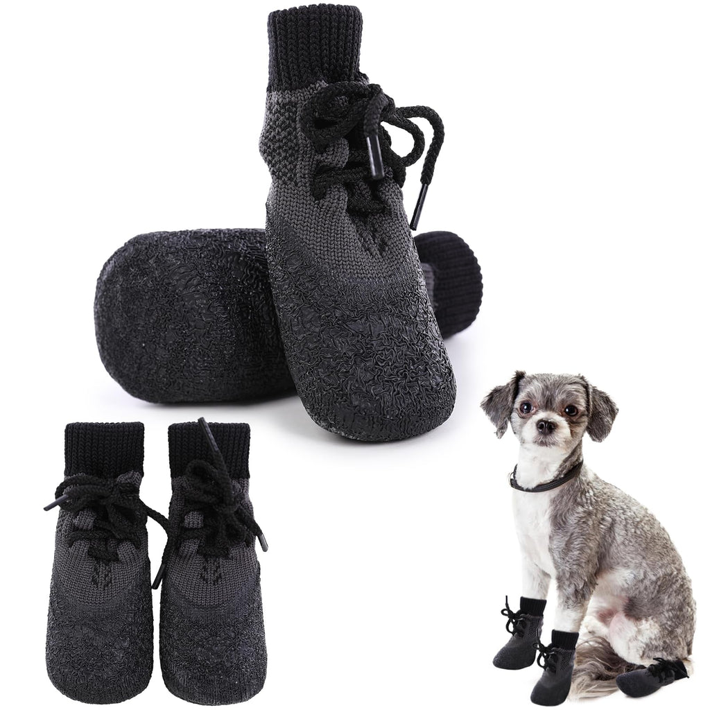 Pack of 4 Dog Socks, Waterproof Non-Slip Dog Shoes Dog Paw Protector Foot Cover Dog Rain Snow Shoes Socks (Black, 3#) 3# Black - PawsPlanet Australia