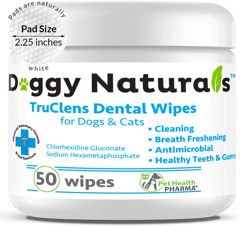 Dental Wipes for Dogs and Cats | Pads with Chlorhexidine and Sodium Hexametaphosphate Remove Plaque Tartar Buildup Calculus and Bad Breath, Preventing Tooth Decay 2 x 50 Wipes (2 Pack ) - PawsPlanet Australia