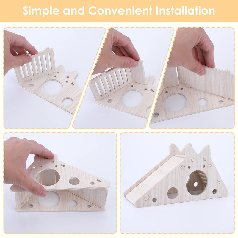 Molain Hamster House with Ladder and Slide, Wooden Hamster Play Toy House Small Animal Activity Toy DIY Hamster Cage Accessories for Small Pets - PawsPlanet Australia