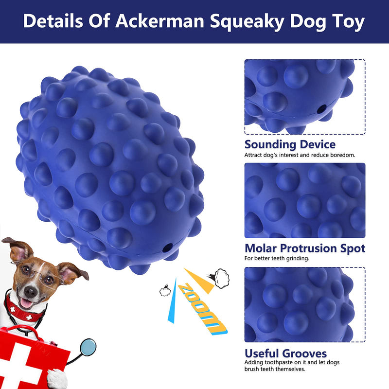 Dog Toys for Aggressive Chewers Large Breed - Ackerman Dog Squeaky Toys Indestructible Dog Toys, Non-Toxic Rubber Made Tough Durable Dog Chew Toys, Puppy Chew Toys for Teething Fits Medium Large Dogs rubber dog toy * blue * 1 - PawsPlanet Australia