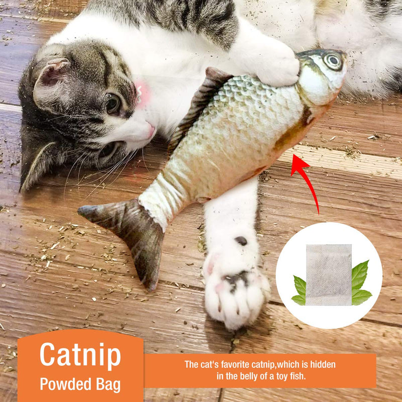 [Australia] - Namsan Electric Moving Fish Cat Toy - Fish Kicker Cat Chew Toy with Catnip Funny Interactive Flopping Cat Fish Toys, USB Rechargeable 