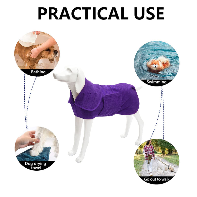 Brabtod Super Microfibre Absorbent Pet Towel for Dogs and Small Animals - Small - Large Size - purple - L L (49-52cm/ 19-20inch) - PawsPlanet Australia