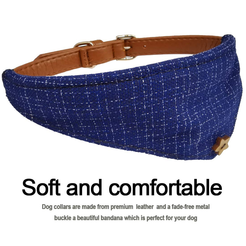 [Australia] - MayPaw Dog Bandana Collar, Cute British Style Soft Puppy Cats Leather Triangle Collar for X-Small Small Medium -Sized Pets XS: 9-11"neck*0.5"wide navy 
