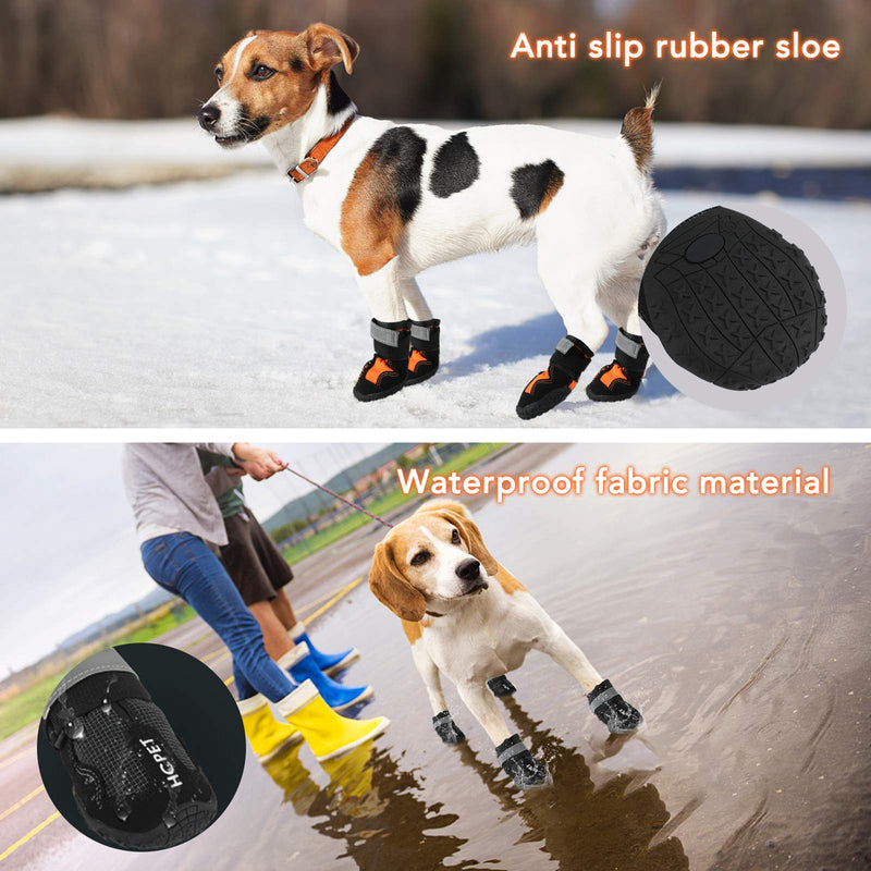 [Australia] - Ufanore Dog Boots, Outdoor Waterproof Dog Shoes with Reflective and Adjustable Velcro Rugged Anti-Slip Sole for Small to Large Dogs 4 Pcs 2#: 2.36''x1.57''(L*W) Black 