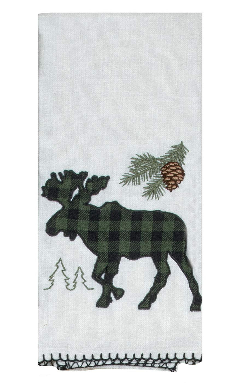3 Cabin Lodge Themed Decorative Cotton Kitchen Towels Set with Bear and Moose Print | 2 Applique Tea Towels and 1 Jacquard Tea Towel for Dish and Hand Drying | by Kay Dee Designs - PawsPlanet Australia