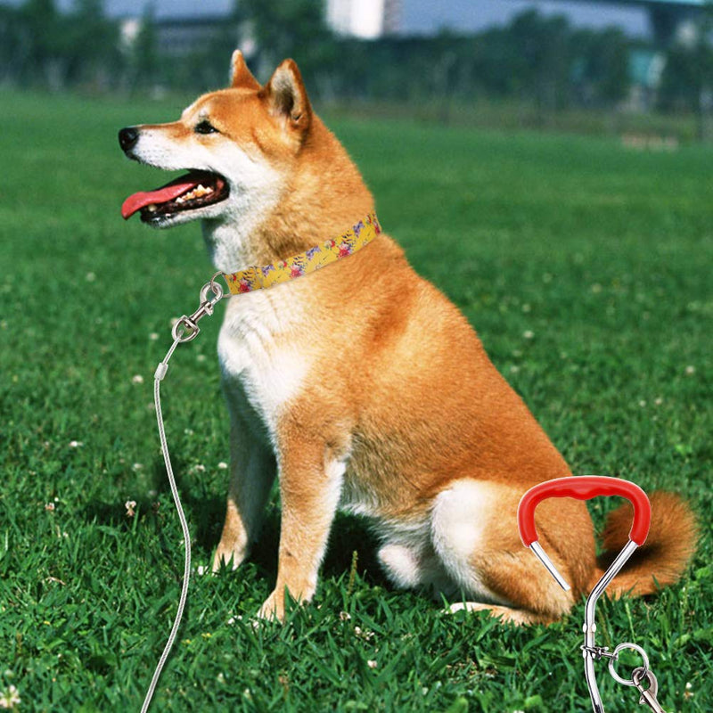 [Australia] - EXPAWLORER Dog Tie Out Cable and Reflective Stake 30 ft Outdoor, Yard and Camping, for Medium to Large Dogs Up to 60lbs(20ft) 90lbs(25ft) 125 lbs(30ft), 16" Stake, 30 ft Cable 