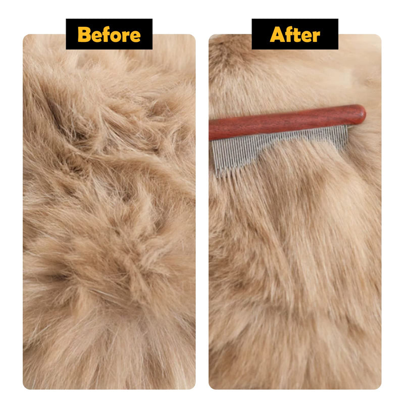 New Design-wooden Pet Comb Pet Grooming Comb Rounded Teeth Dog Comb for Large, Medium and Small Dogs and Cats with Tangled Short/Long Hair (brown) brown - PawsPlanet Australia