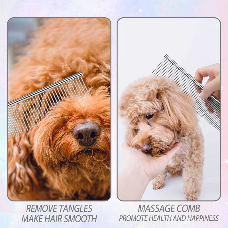 PSG.LGD 2 Pack Dog Comb Cat Comb with Rounded Ends Stainless Steel Teeth,Comb for Removing Tangles and Knots,Professional Grooming Tool for Long and Short Haired Dogs,Cats and Other Pets.7.48 x 2.08 IN and 7.48x 1.57 IN - PawsPlanet Australia