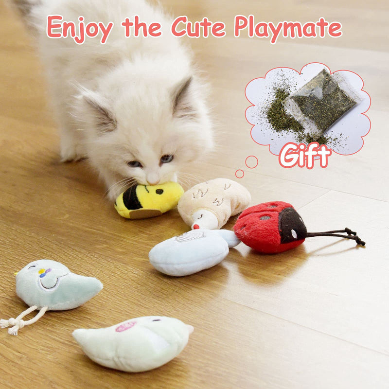 Mewowpet Catnip Toys, Cat Chew Toy, Bite Resistant Catnip Toys, Catnip Toys for Indoor Cats Teething Chew Toys, Interactive Kitty Plush Chew Toys Set of 6 - PawsPlanet Australia