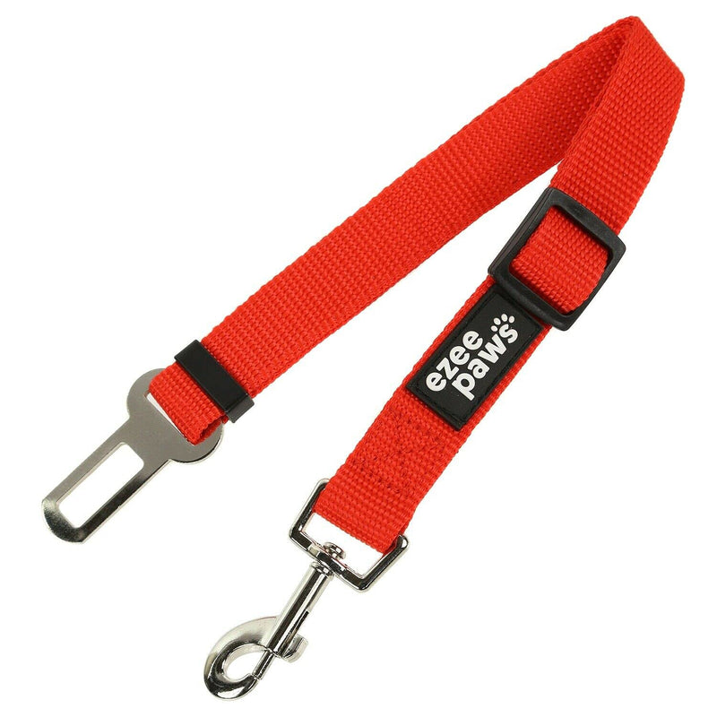 Ezee Paws Dog Seat Belt Safety Harness Lead for Car Vehicle Adjustable (2-Pack) (Black-Red) Black-Red - PawsPlanet Australia