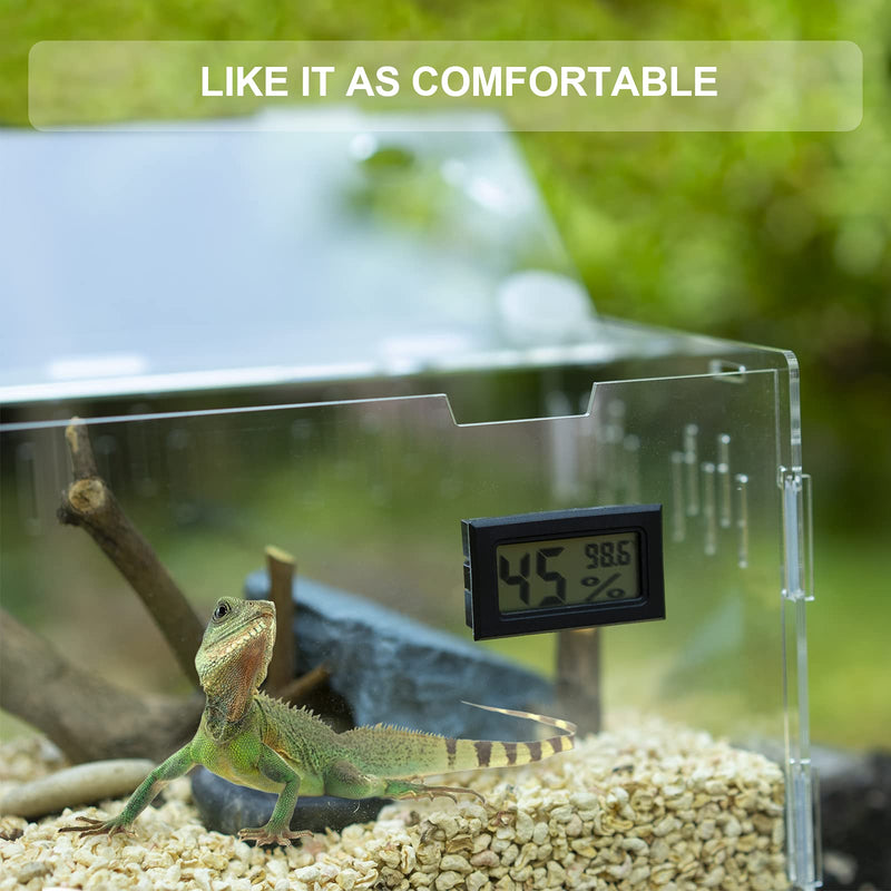 BETAZOOER Reptile Terrarium Aquarium Breeding Tank Acrylic Reptile Feeding Box with Temperature Hygrometer 11.4"x7.7"x5.9" - PawsPlanet Australia