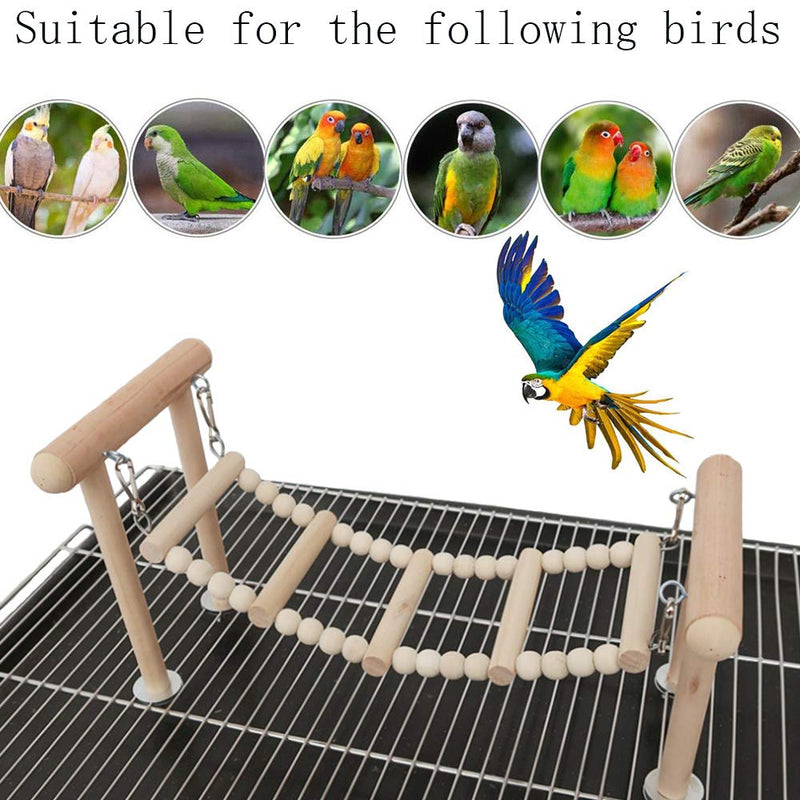 [Australia] - kathson Bird Perches Stand Toy, Parrot Swing Climbing Ladder Toys, Birdcage Top Play Gyms Playground Stands Wooden Perch for Parakeet, Cockatiel, Lovebirds, Conure and Finches 