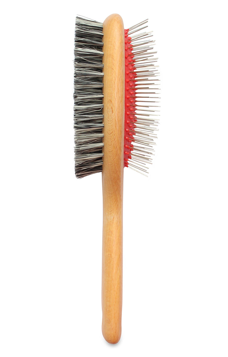[Australia] - Mars Professional 1" Pin and Bristle Mane and Tail Brush for Horses, Stainless Steel, Nylon Bristle, Wooden Handle, Made in Germany 