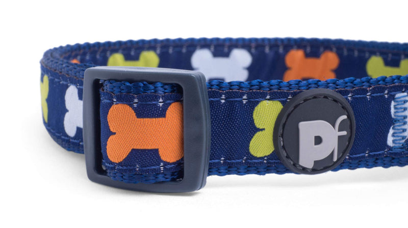 Petface Multi Bones Print Dog Collar, Small blue - PawsPlanet Australia