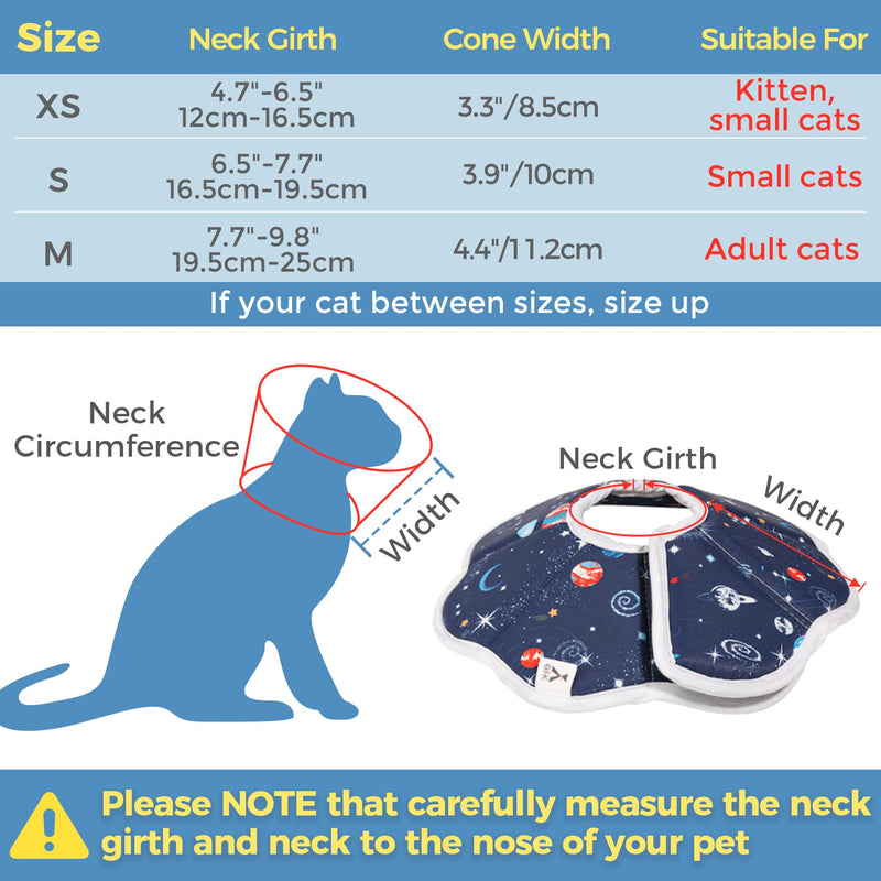 ComSaf Protective Neck Brace Cat with Starry Sky Pattern, Soft and Adjustable Cat Neck Brace for Post-Surgery Cat Collar, Prevents Licking Wounds Neck Brace for Cats, XS - PawsPlanet Australia