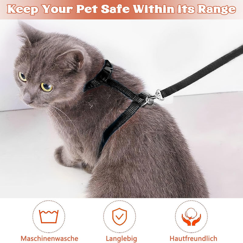 Zuroki Pack of 2 cat harnesses, cat harness with leash, escape-proof, adjustable cat harness, cat leash, cat harness, escape-proof adjustable, cat vest kitten - red + black - PawsPlanet Australia