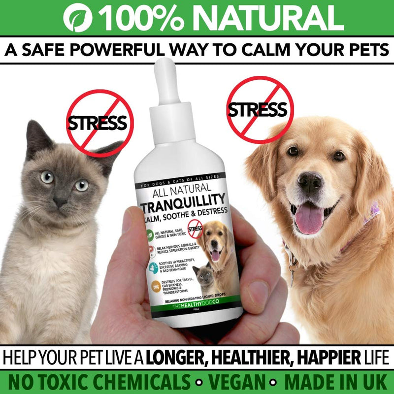 The Healthy Dog Co All Natural Calming Drops for Dogs & Cats | Tranquillity | 50-100 Servings | Healthiest Calming Aid For Pets Who Need Stress & Anxiety Relief - PawsPlanet Australia