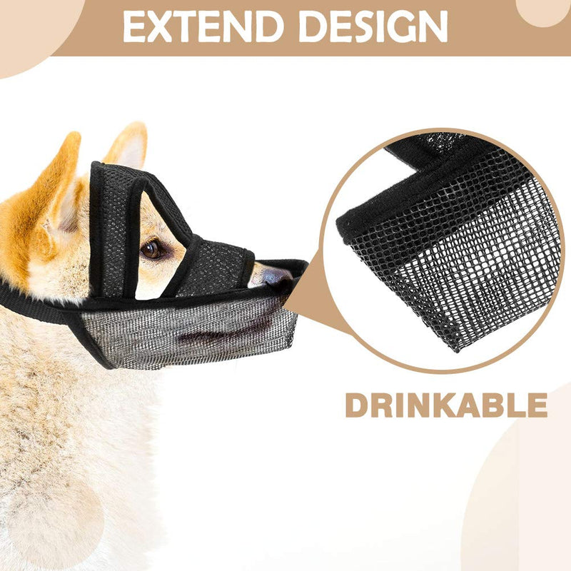 BINGPET Breathable Soft Dog Muzzle Air Mesh Drinkable Pet Muzzle, Anti-Biting Anti-Barking Secure Doggy Mouth Cover for Small Medium Large Dogs - PawsPlanet Australia