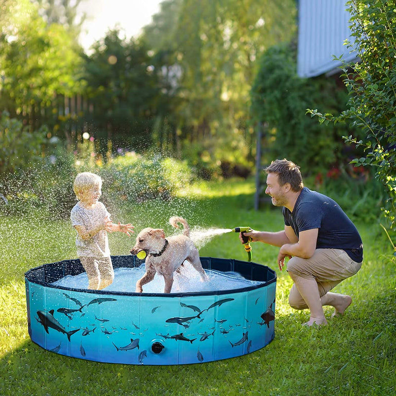 Pantula Plastic Rigid Dog Paddling Pool - Large Dog Pools - Portable PVC Dog Swimming Pool - Pet Puppy Kids Dog Bath Tub Pool (160) 160 - PawsPlanet Australia