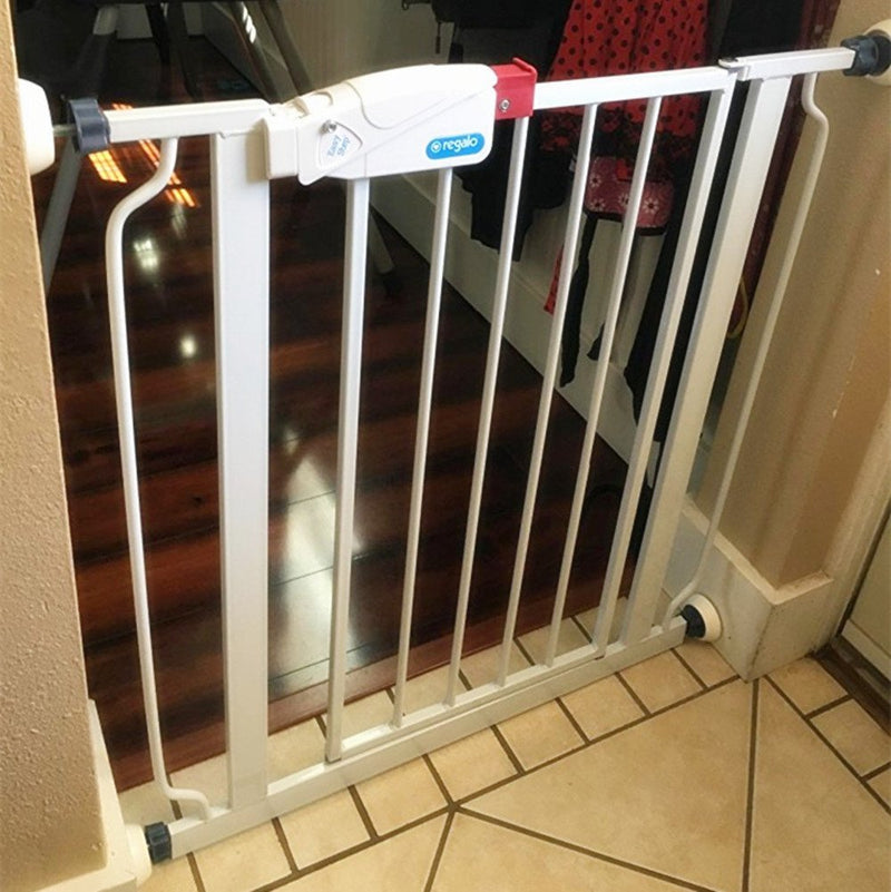 [Australia] - Vkania Baby Pressure Gates Wall Protector - Extra Wide Walk Through Pet Gate with Small Pet Door Wall Pad Guard, Child Kids Safety Tall Metal Dog Cat Stairs Gate with Extension Wall Mount Saver 