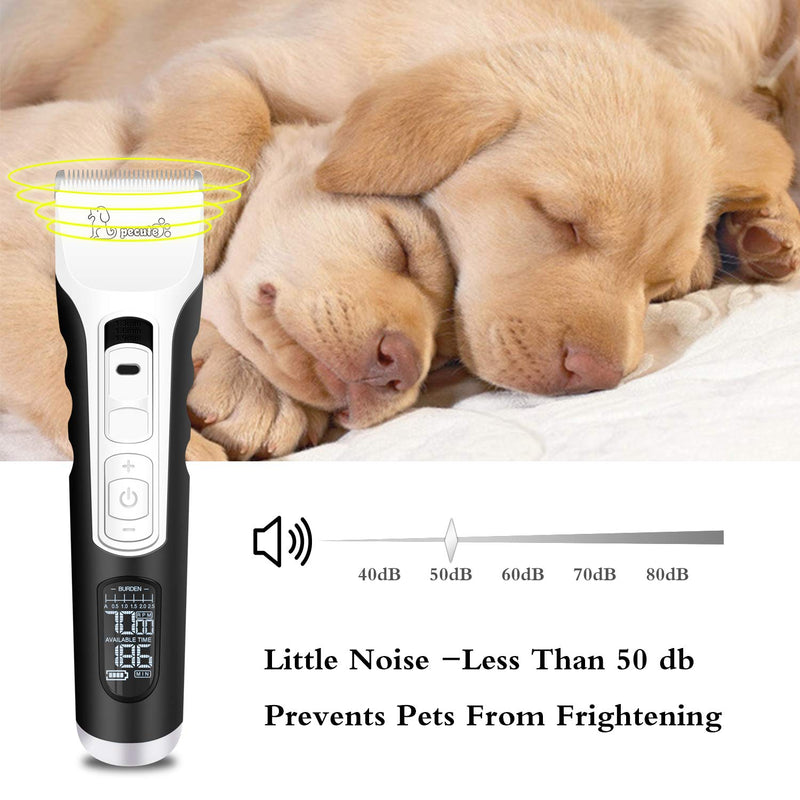 [Australia] - Pecute Dog Clippers Rechargeable Pet Clippers - 5 Speeds LCD Display, 50 DB Ultra-Quiet Hair Clippers Set with 4h Work Time, Dog Trimmer Cordless Pet Grooming Tool Dog Hair Trimmer for Dogs Cats Pets 