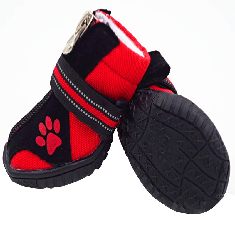 BESUNTEK Dog Boots,Dog Hiking Shoes for Snow & Hot & Sharp Pavement Pet Paws Protector Anti-Skid Dog Boots Durable Pet Hiking Shoes for Indoor Outdoor Activities 1#-Paw L*W=1.34" x 1.02" Blank and Red - PawsPlanet Australia