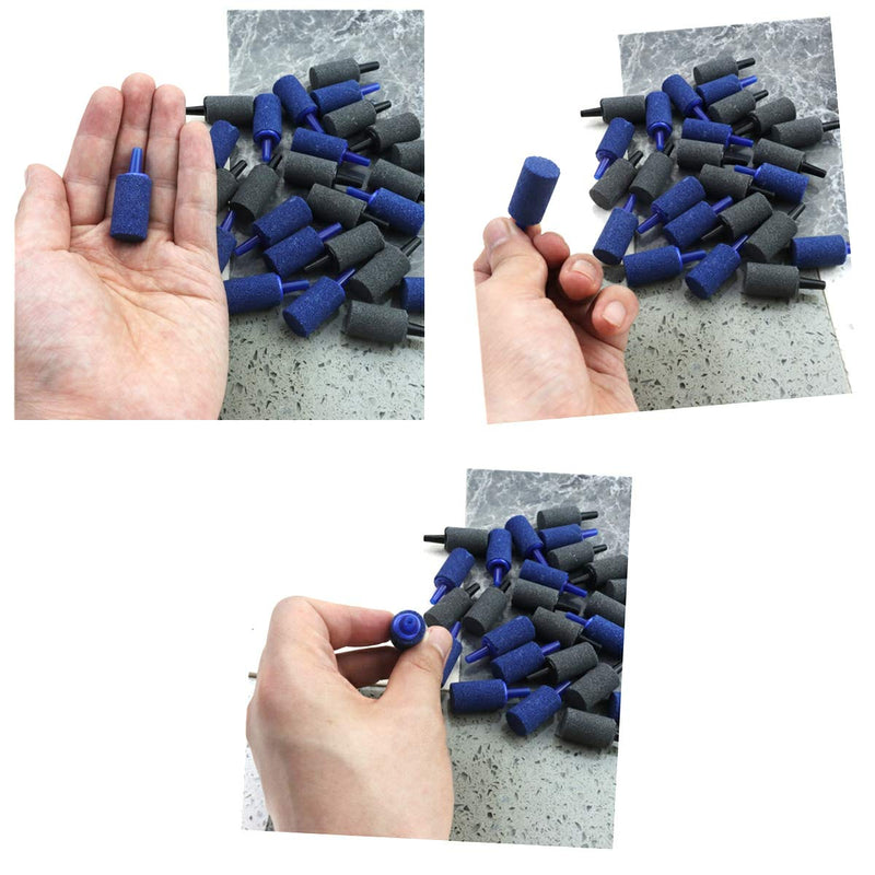 [Australia] - Heatoe 30 Pcs Air Stone Pump Bubble Diffuser Cylinder Stones Oxygen Stone Air Rock Aquarium Accessories for Hydroponics, Aquarium, Fish Tank(Blue, Grey) 