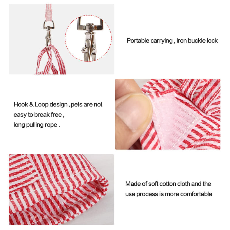 Outdoor harness with leash for small pets, adjustable striped vest, chest strap, safety harness, lead rope for guinea pigs, ferrets, Dutch pig etc. Red size S - PawsPlanet Australia