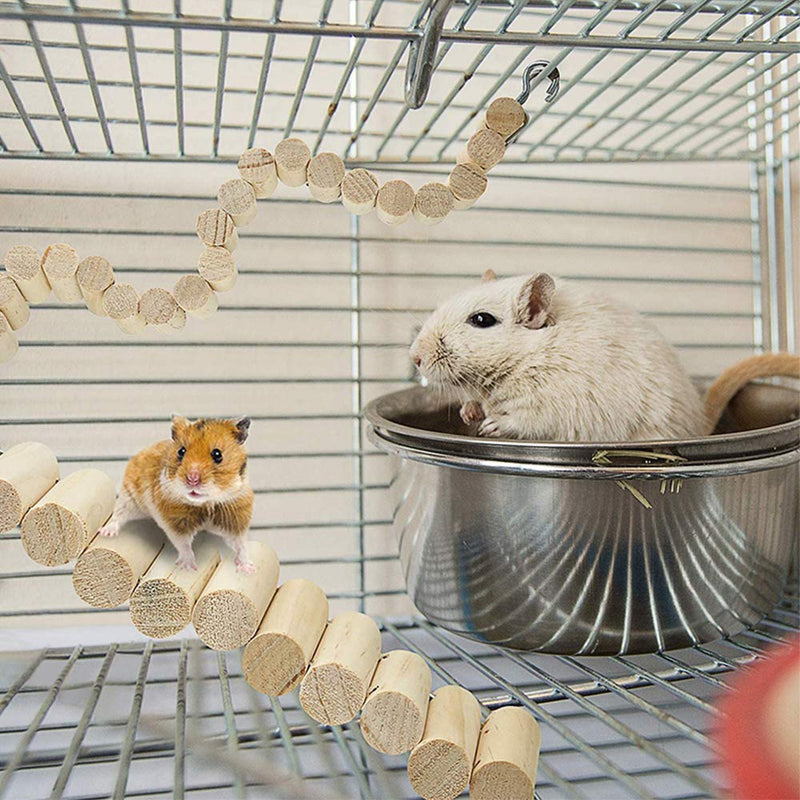 IAIGOGO 2 Pack Hamster Wooden Bridge Chinchilla Ladder Toys Bendable Hideout Climbing Stand Platform Cage Accessories for Guinea Pig Rat Mouse Ferret Chipmunk and Other Small Animals - PawsPlanet Australia