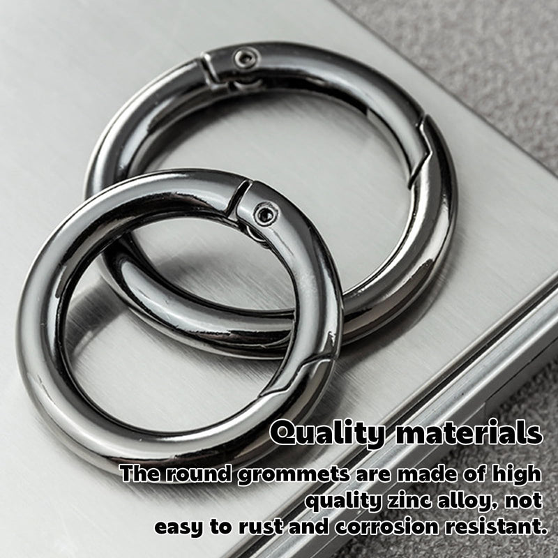 Pizsieat Pack of 30 Carabiners Round 35 mm Zinc Alloy Carabiner Hooks Round O-Ring Carabiner Ring Jump Ring with Spring Opening for Key Chain Backpack and DIY Crafts (Silver Gold Black) - PawsPlanet Australia