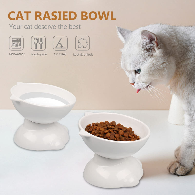 UPSKY Cat Bowls Raised Cat Dog Food and Water Bowls, Elevated Cat Feeding Bowls Set with Anti Slip Stand,15° Tilted Pet Dishes Bowl for Cat and Small Dog,Set of 2 - PawsPlanet Australia