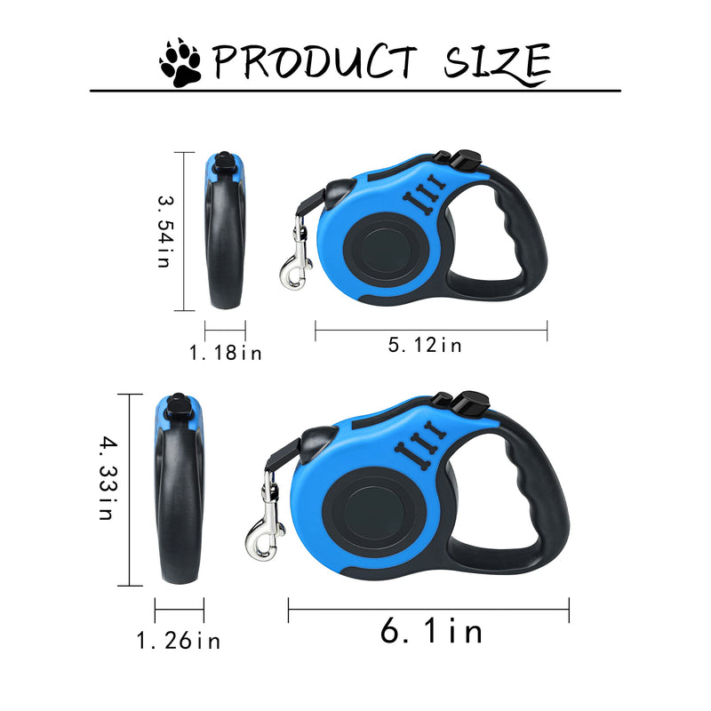 Retractable Dog Leash, Durable Nylon Long Dog Leash with Non-Slip Handle, 360° No Tangles, One Button Lock & Release, Leashes for Small Medium/Large Dogs 11FT Blue - PawsPlanet Australia