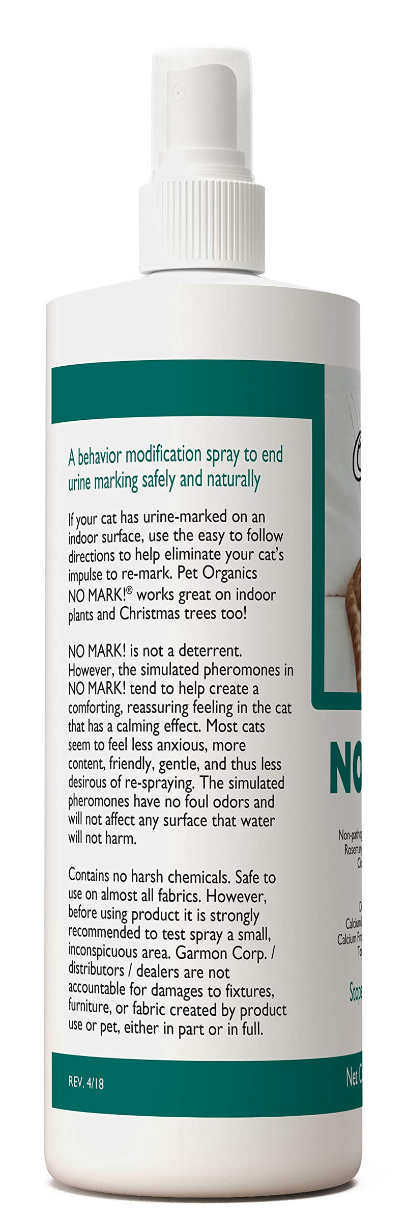 [Australia] - NaturVet – Pet Organics No Mark Spray For Cats – 16 oz – Deters Cats From Urine Marking & Eliminates Impulse to Remark – Safe for Use On Indoor Surfaces 