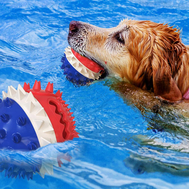 Minoody Dog Toys for Aggressive Chewers l Puppy Teething Chew Toys l Indestructible Dog Toys l Dog Treat Ball l Dog Squeaky Balls for Small, Medium, and Large Dogs l Rubber Fun Interactive Dog Chewer Red/Blue - PawsPlanet Australia