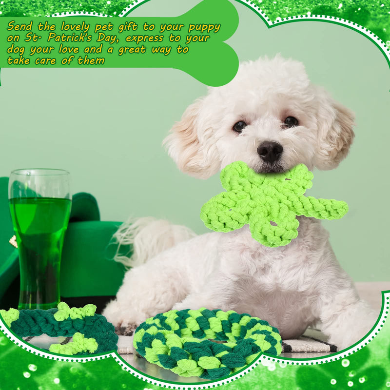 4 Pcs St. Patricks Day Dog Rope Toys Pet Rope Chew Toys Durable Bone Shamrocks Holiday Dog Toys for Small Dogs Puppy Teething St. Patricks Day Dog Supplies Irish Gifts - PawsPlanet Australia