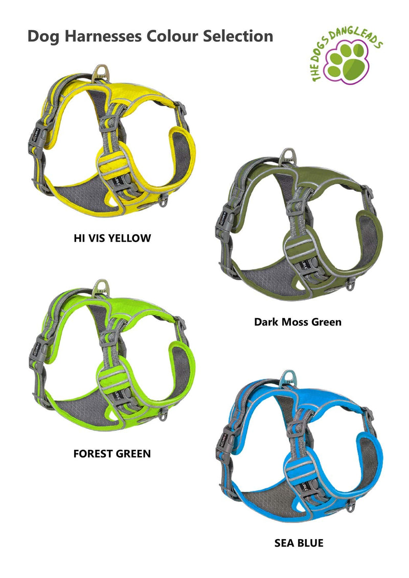 The Dogs DangLeads. No Pull Dog Harness, Hi Vis, Reflective, Padded & Adjustable, All Weather Durable No-Choke Safety Dog Harness. 4 Vibrant Colours in Four Different Sizes. (Small Hi Vis Yellow) Small - PawsPlanet Australia