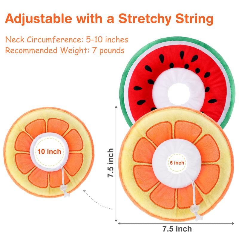 Frienda 2 Pieces Adjustable Cat Cone Collar Soft Cat Recovery Collar Cute Cat Elizabethan Collars Pet Neck Cone for Kitten and Small Dogs, Orange and Watermelon - PawsPlanet Australia